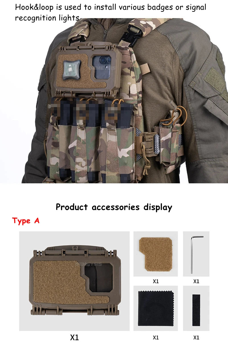 Tactical MOLLE Phone Storage Box Hunting Vests Plate Carrier Phone Holder Navigation Board Airsoft Shooting Admin Panel Board