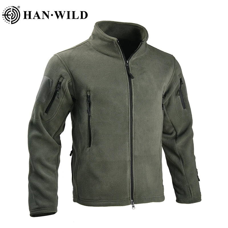 Fleece Tactical Jackets Men Clothing Hunting Outfit Safari Thermal Airsoft Full Zip Jacket Man Camping Work Coats