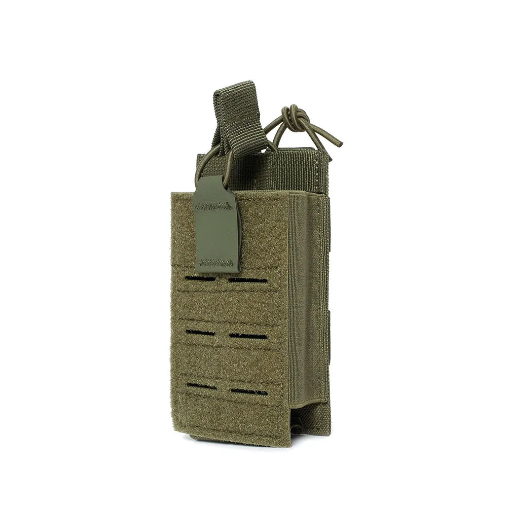Tactical 5.56 Magazine Pouch for M4 M16 AR15 Molle Laser Cut Mag Holder Elastic Universal Walkie Talkie Pouch Radio Pack Bag