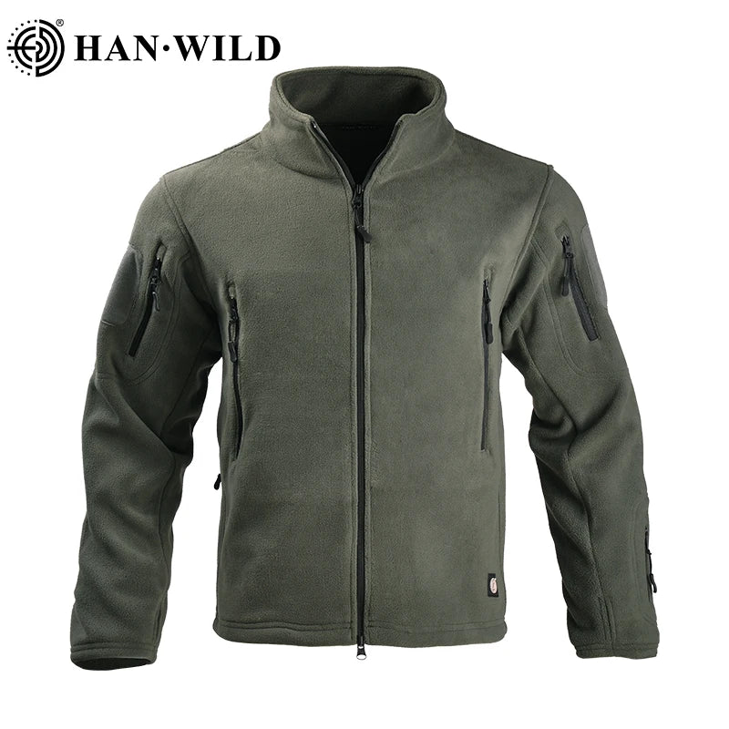 Fleece Tactical Jackets Men Clothing Hunting Outfit Safari Thermal Airsoft Full Zip Jacket Man Camping Work Coats