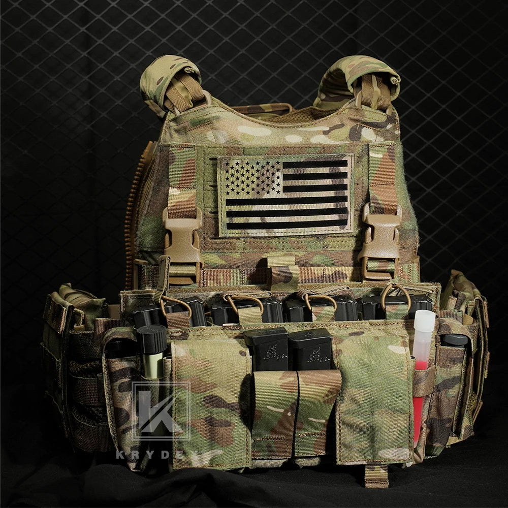 KRYDEX SCARAB Plate Carrier Tactical Heavy Duty Modular MOLLE Vest With 556 Magazine Pouch Placard For Outdoor Hunting