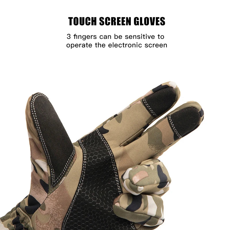 Tactics Outdoors Camouflage Hunting Warm Non-Slip Fishing Gloves Waterproof Touch Screen Winter Ski Camping Cycling Sport Gloves