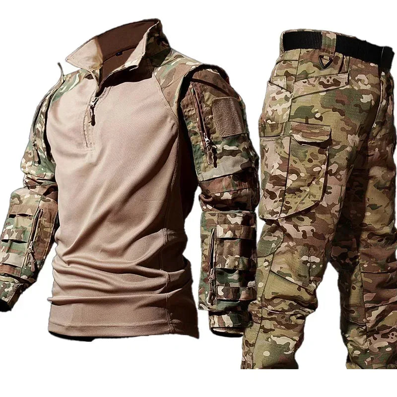 Outdoor Uniform Tactical Shirts Waterproof Tops Airsoft Multicam Camo Suit Pants Men Clothing Hunting Clothes Wear-resisting