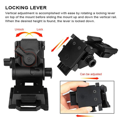 BOOIU Metal L4G24 NVG Helmet Mount Holder Night Vision Stent Goggles Mount Outdoor Sport Tactical Helmet Bracket For PVS15/18