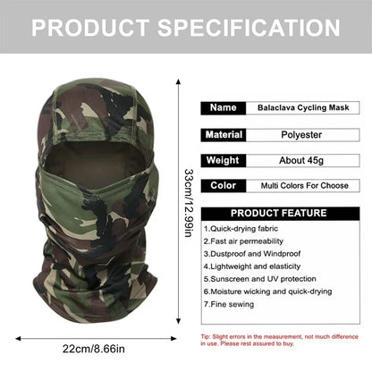 Tactical Camouflage Balaclava Hat Full Face Mask Skiing Cp Cycling Hunting Head Neck Cover Helmet Liner Cap Military Men Scarf