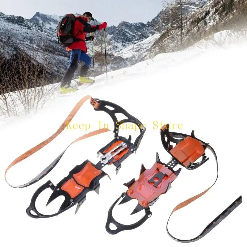 U1JC 12 Teeth Crampons Ice Cleats Antislip Snow Ice Grip Footwear Traction