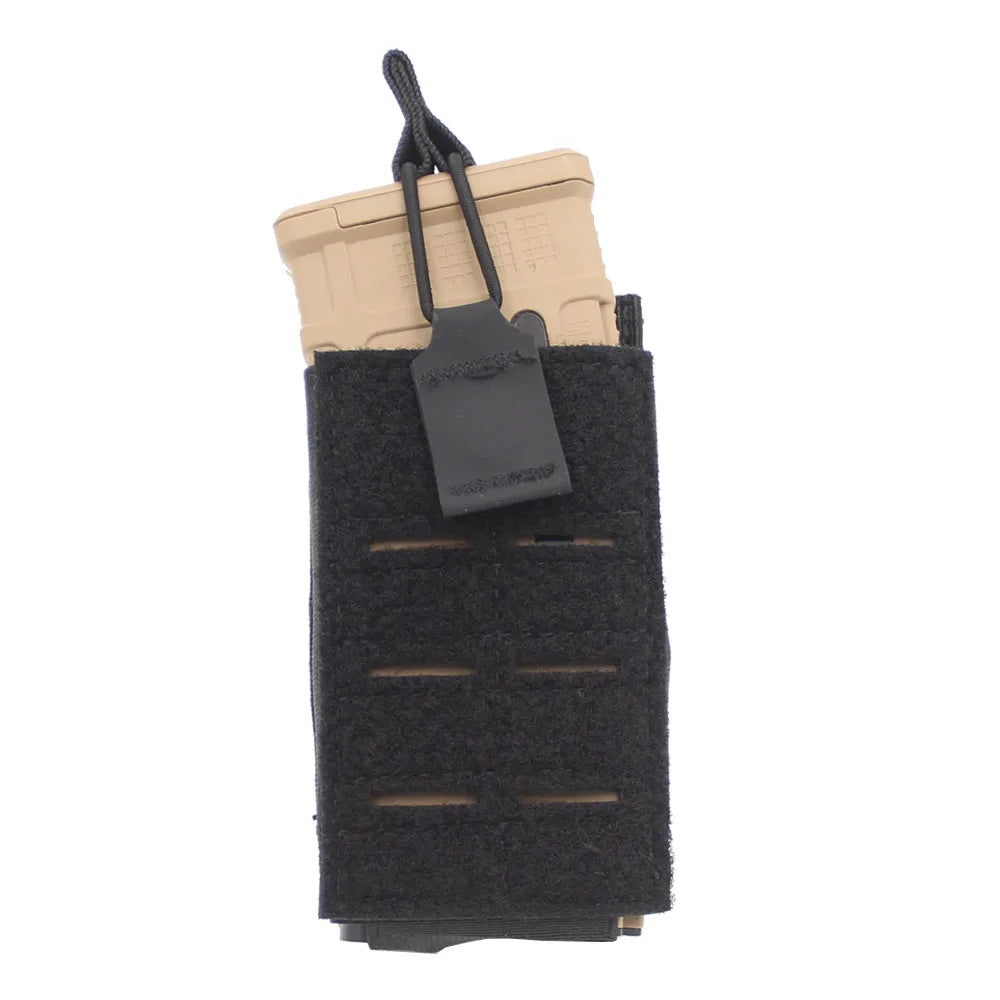 Tactical 5.56 Magazine Pouch for M4 M16 AR15 Molle Laser Cut Mag Holder Elastic Universal Walkie Talkie Pouch Radio Pack Bag