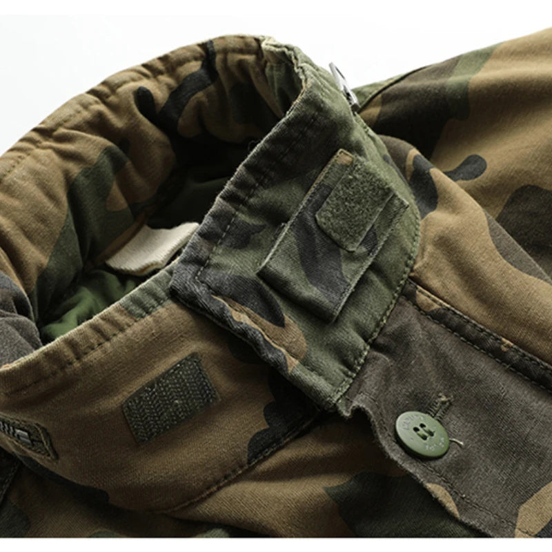 New autumn and winter American retro heavy padded jacket military style tough guy pocket tooling coat windbreaker