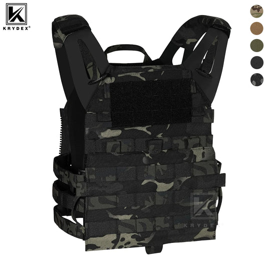 KRYDEX 500D Tactical Vest Plate Carrier MOLLE Front Flap Panel Combat Hunting Outdoor Ranger Green Black Vest