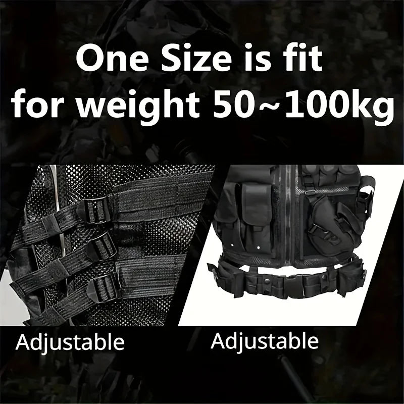 Military Tactical Multi-Functional Vest - Quick Release MOLLE System, Multiple Pockets for Airsoft CS Security Outdoor Gear