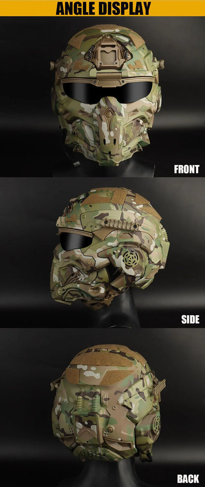 Tactical Assault Helmet Protective Mask Integrated Modular Helmet Built-in Headset Anti-fog Fan Reversible Goggle Airsoft Helmet