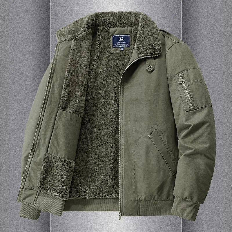 Autumn and Winter Moto Riding Jacket  Velvet Cotton Coat Thickened and Warm Loose Lapel Pure Cotton Work Jacket Casual Sherpa