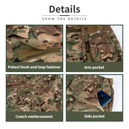 New F116 Camo Men Security Combat Uniform Tactical Uniform Combat Jacket Training Army Clothes Safari Suit Pants