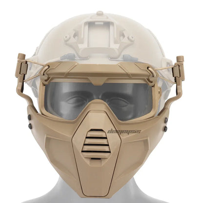 Tactical Full Face Mask Goggles Shooting Airsoft Protection Mask Outdoor Hunting Paintball Detachable Goggles Masks Set