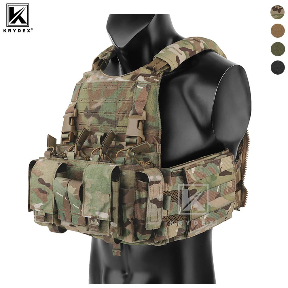 KRYDEX SCARAB Plate Carrier Tactical Heavy Duty Modular MOLLE Vest With 556 Magazine Pouch Placard For Outdoor Hunting