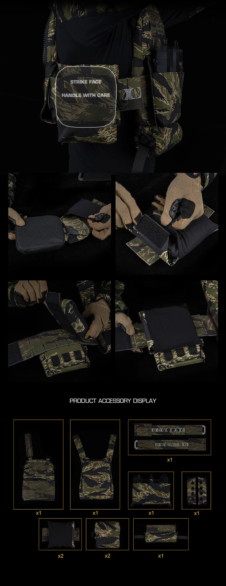 Tactical Ferro V5 FCPC Hunting Plate Carrier with 5.56 Triple Magazine Pouch Molle Camouflage Airsoft Training Gear