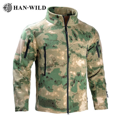 Fleece Tactical Jackets Men Clothing Hunting Outfit Safari Thermal Airsoft Full Zip Jacket Man Camping Work Coats