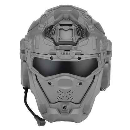 FANDAO All-in-One Detachable Airsoft Helmet, Tactical Headset Anti-Fog Fan Shade Sliding Goggles Outdoor CS Hunting Gear