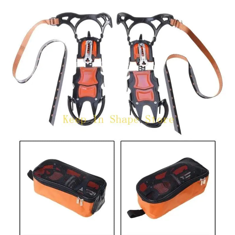 U1JC 12 Teeth Crampons Ice Cleats Antislip Snow Ice Grip Footwear Traction