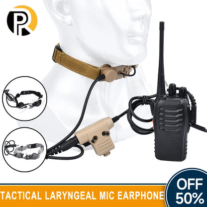 WADSN Airsoft Tactical Throat Microphone hunting Earphone Suitable for Kenwood U94 With PTT Portable Neckband THROAT MICHeadset