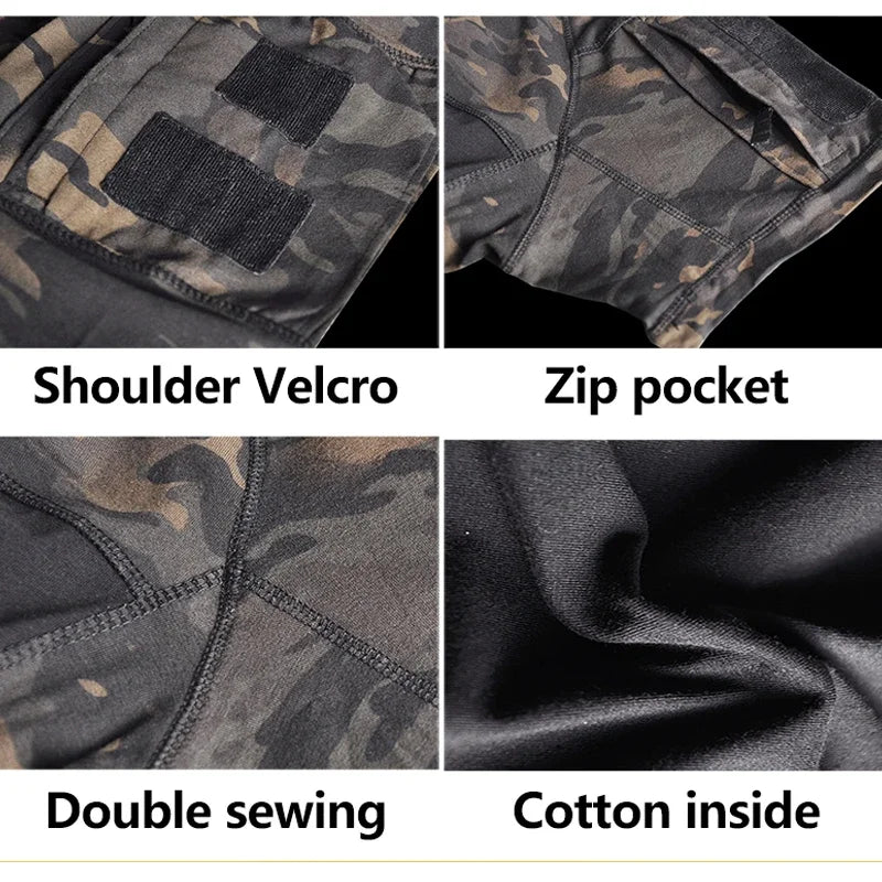 Outdoor Sport Uniform Airsoft Paintball Work Clothing Tactical Camouflage T-Shirts Combat Cargo Pants Climb Suits Hiking Suit