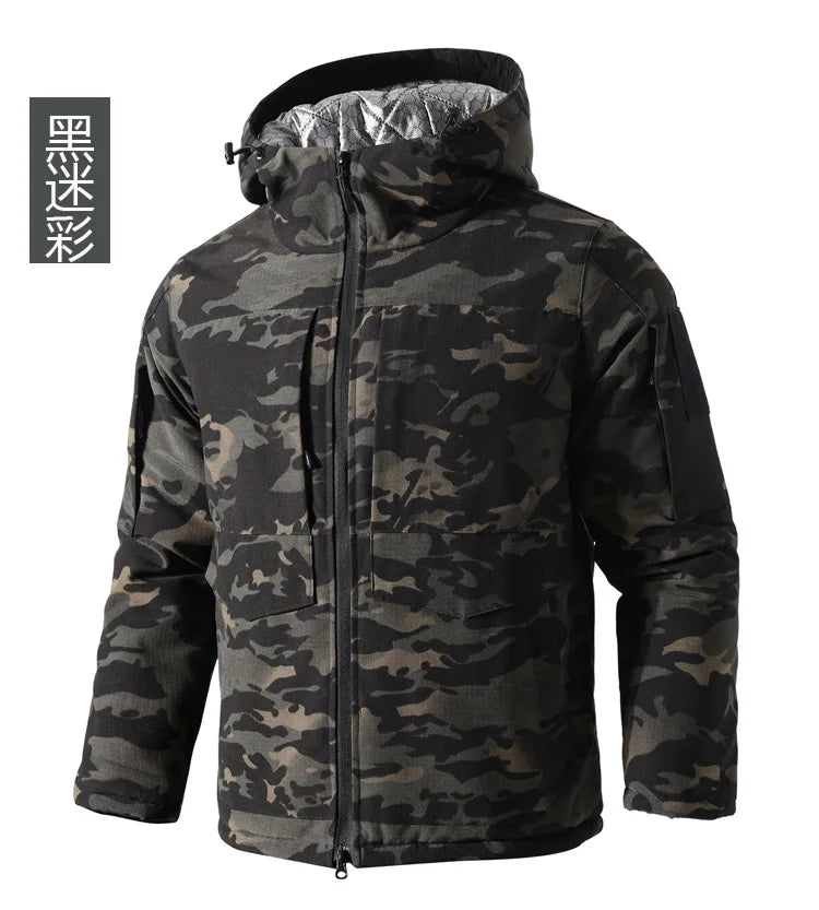 Winter Men's Tactical Camouflage Cotton-Padded Jacket Warm Windproof Military Parka Rip-Resistant Outdoor Combat Coat Hunting