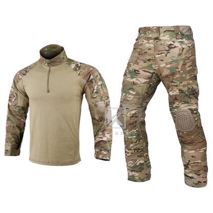 KRYDEX Gen4 Combat Uniform Suit Tactical Shirt & Pants Knee Pads Kit Hunting Men Clothing Camouflage Set Camo Ranger Green