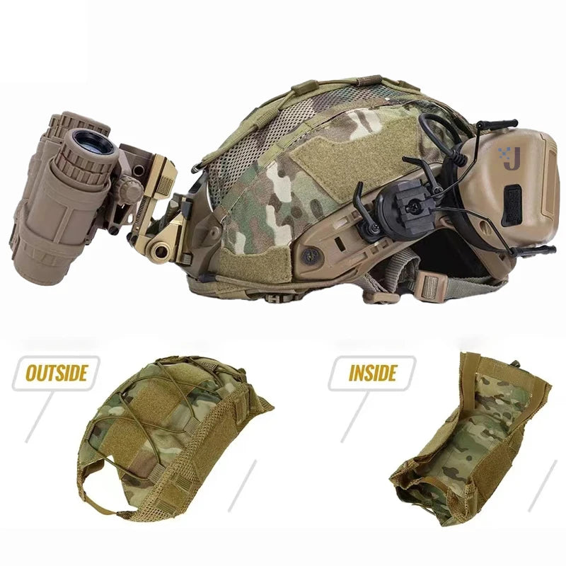 Tactical Helmet Cover 500D for Fast Helmet Multi-Camo Helmet Cover for Airsoft HelmetMilitary Paintball Hunting Shooting Gear