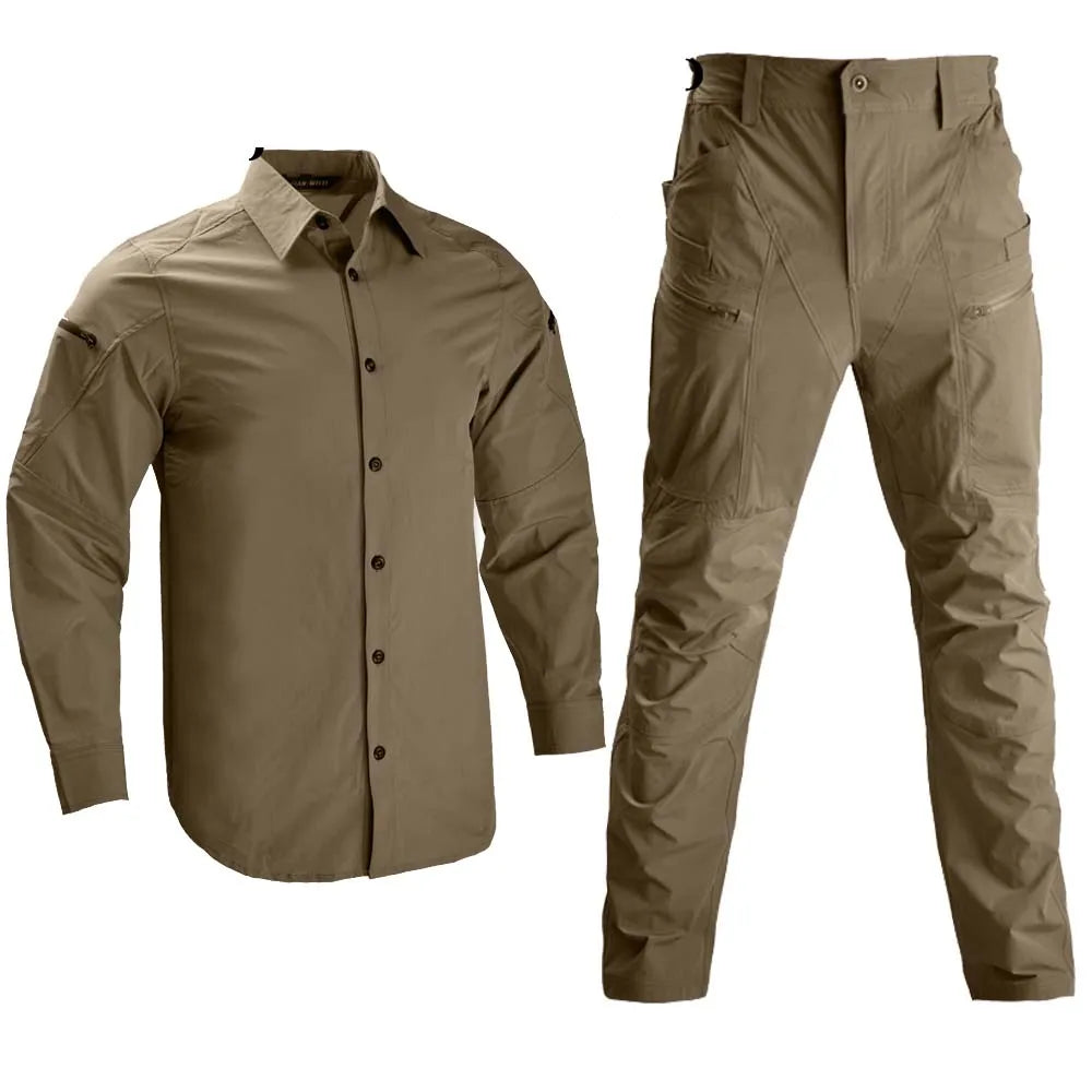 Tactical Shirts Windbreaker Hiking Combat Uniform Trainning Suits Work Set Camping Outdoor Clothes Hunting Suit Men Shirt