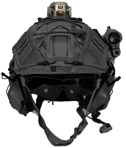 Fast Tactical Helmet Set with HD Headset and Goggles Helmet Cover for Outdoor CS Games Airgun Paintball Shooting Role Playing