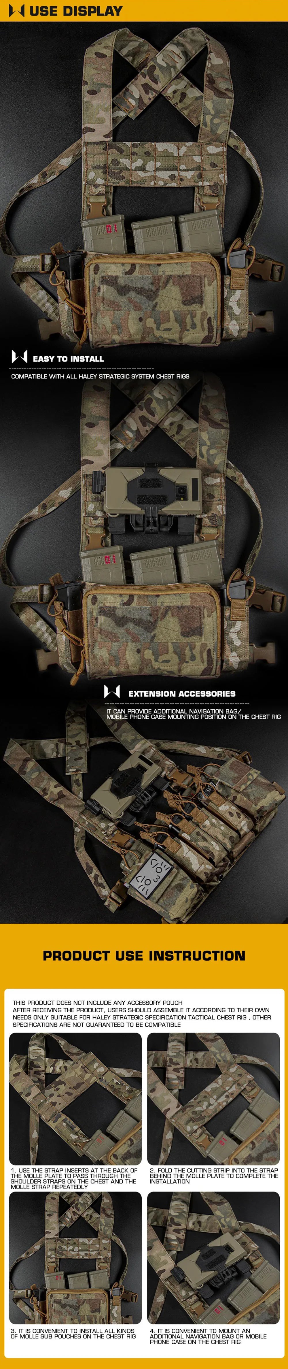 Tactical Chest Rig Harnesses MOLLE Expansion Plate Navigation Pouch Phone Case Mount D3CRM Chest Rig Hunting Vest Accessories