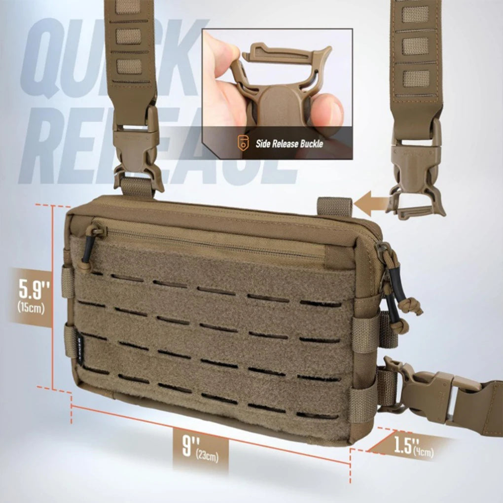 Tactical Chest Rig Pack for Men, Running Chest Bag with Front Loop Recon Chest Rigs for Hunting Outdoor EDC Camping Recon Kit