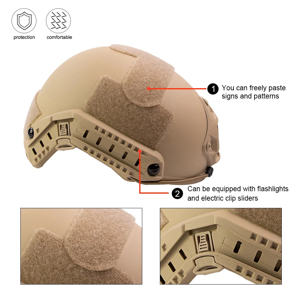 Airsoft Tactical Helmet Adjustable Knob Thicken ABS Outdoor Fast Helmet Riding Shooting CS Protective Fast Helmets Military Gear