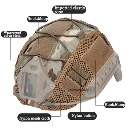 Tactical Helmet Cover 500D for Fast Helmet Multi-Camo Helmet Cover for Airsoft HelmetMilitary Paintball Hunting Shooting Gear