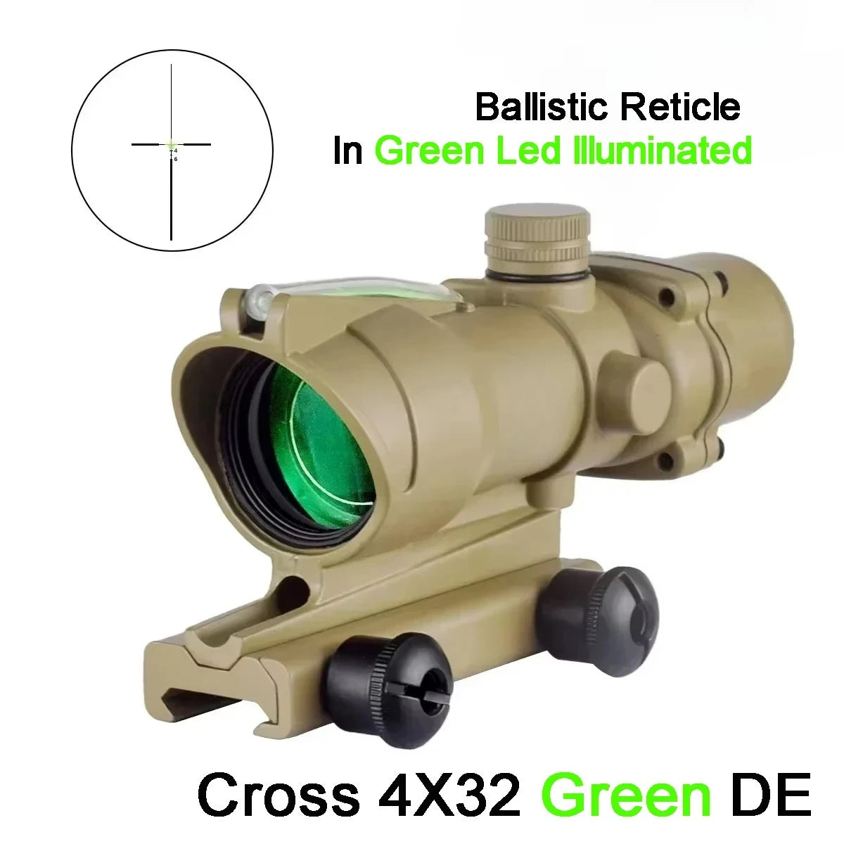 4x32 Combat Prism Scope with Fiber Optic Reticle