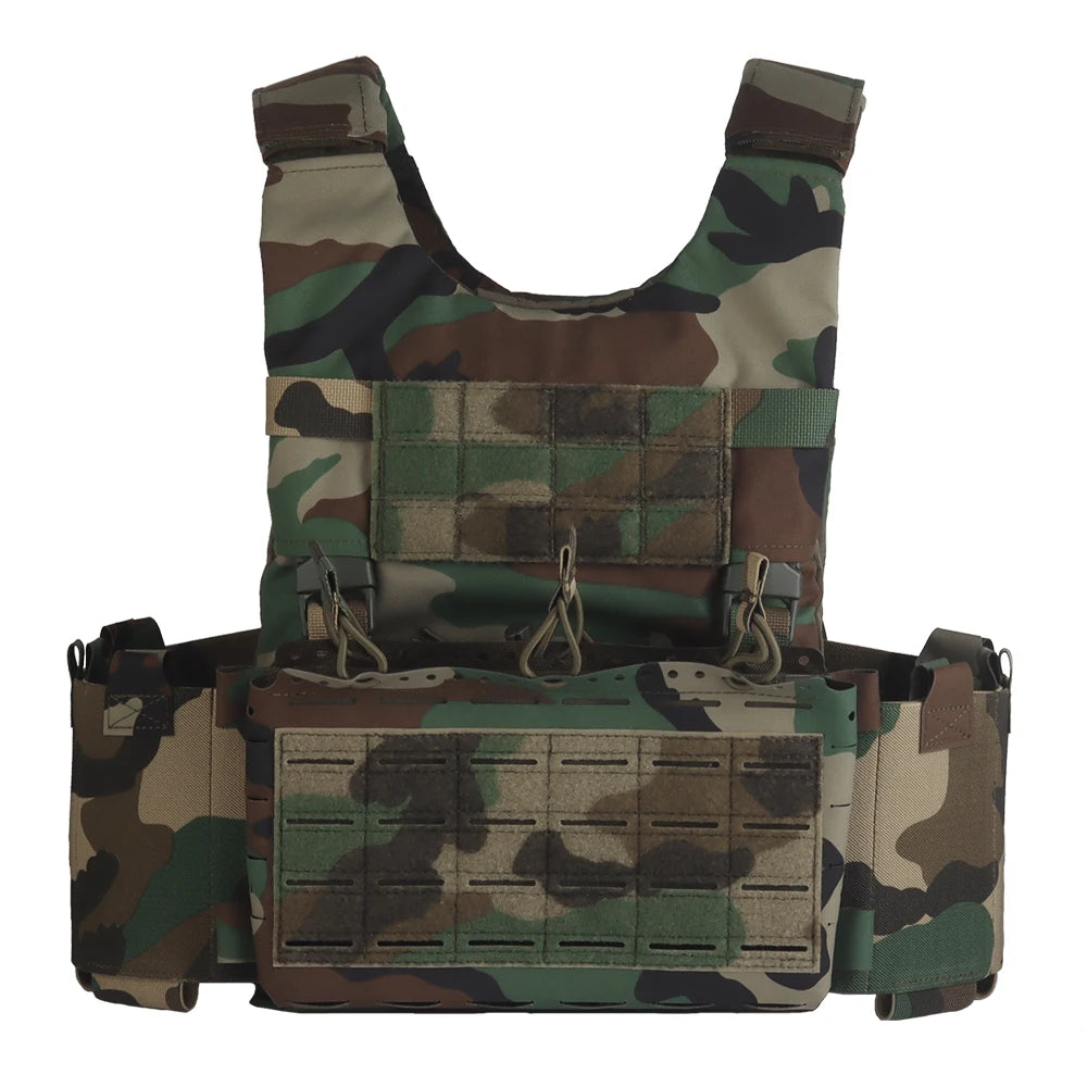 SS Style LV119 Plate Carrier Set 2in1 Fast Switchable Chest Rig for Airsoft Hunting Vest Lightweight Carry Tiger Stripe Camo Mag