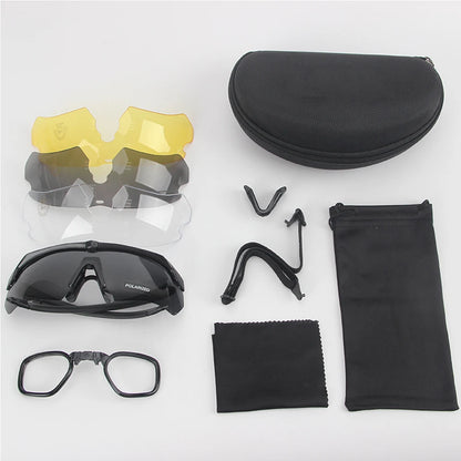 Tactical Eyewear Anti Fog Shooting Glasses with 3 pieces Lens Protection Airsoft Goggle Outdoor Riding Polarizing Wind Goggles