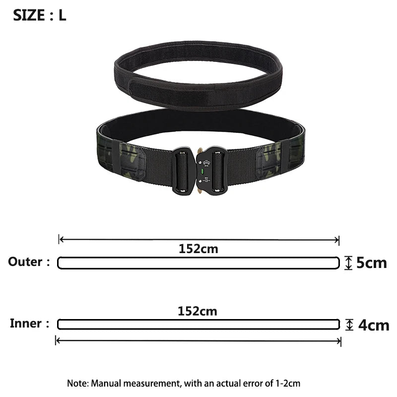 2 Inch Tactical Belt Molle Combat Battle Belt Double Layer Metal Buckle Fighter Belts combat belt quick molle battle belt