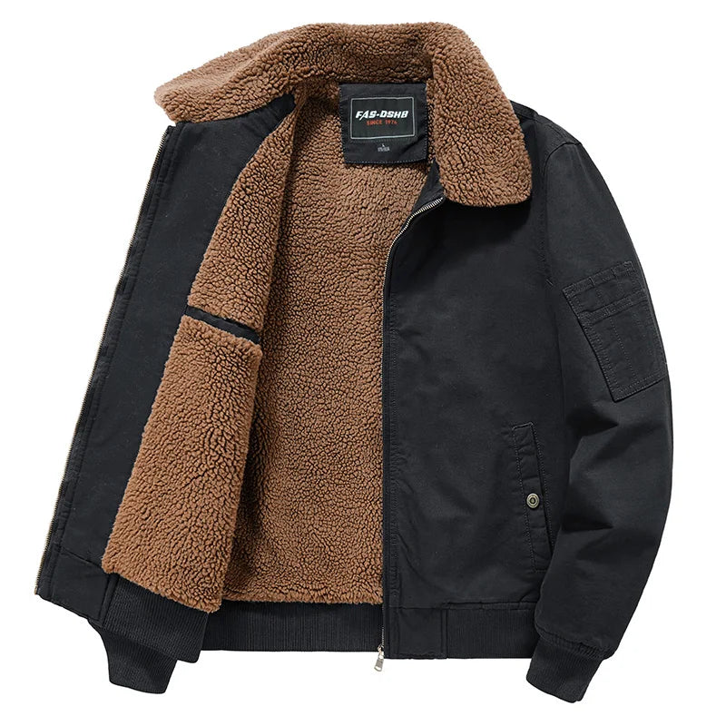 Men High Quality Jacket Winter New Fleece Warm Windproof Tactical Coat Autumn Men Fashion Fur Collar Thick Military Overcoat Man