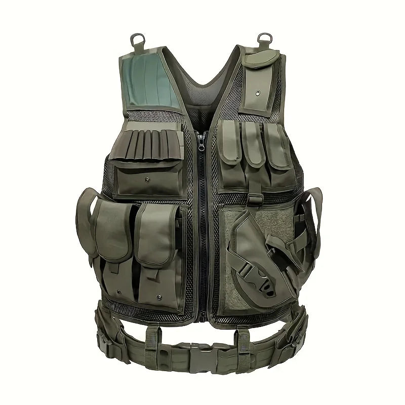 Military Tactical Multi-Functional Vest - Quick Release MOLLE System, Multiple Pockets for Airsoft CS Security Outdoor Gear