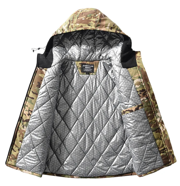 Winter Men's Tactical Camouflage Cotton-Padded Jacket Warm Windproof Military Parka Rip-Resistant Outdoor Combat Coat Hunting