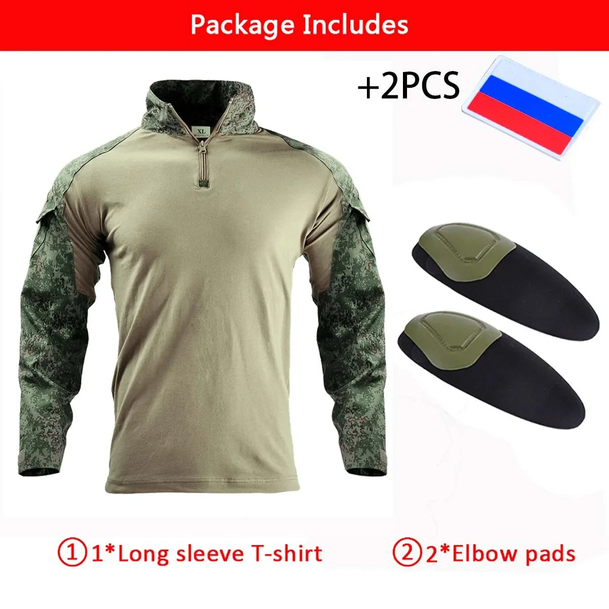 Russian Airsoft Paintball Work Clothing Uniform Multi Pockets Tactical Camo Combat Shirts Cargo Pants+ Pads Suits