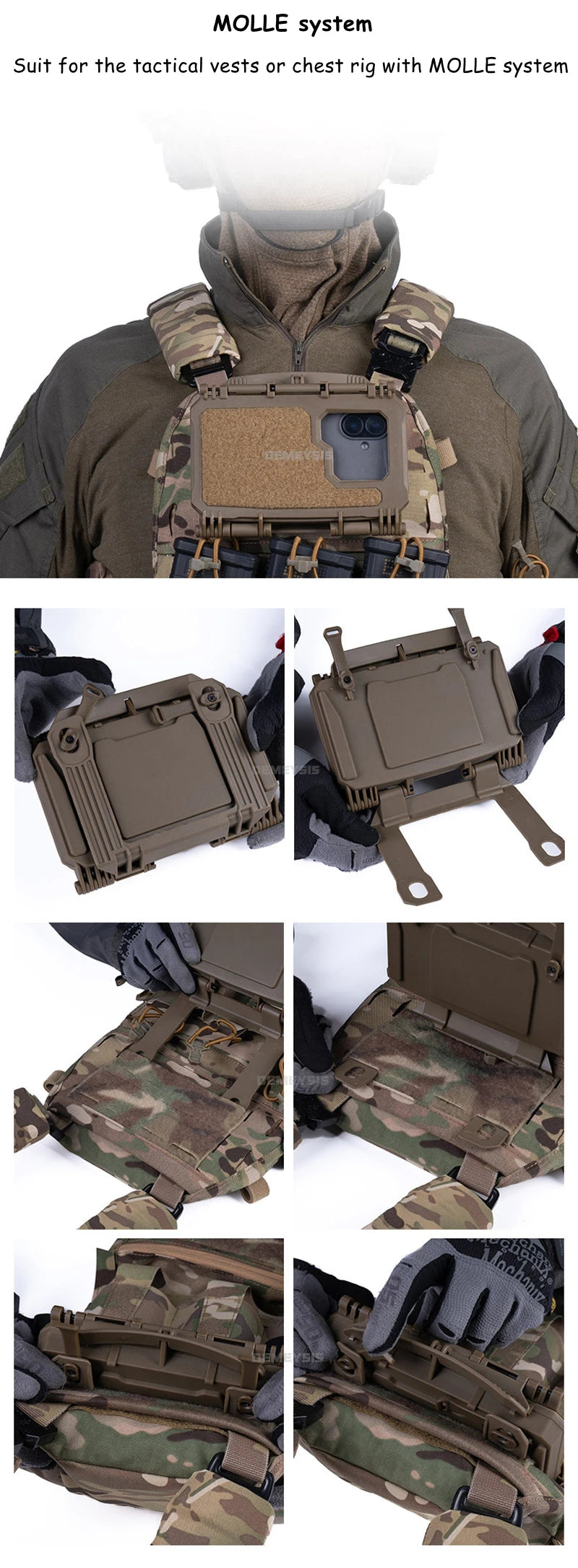 Tactical MOLLE Phone Storage Box Hunting Vests Plate Carrier Phone Holder Navigation Board Airsoft Shooting Admin Panel Board