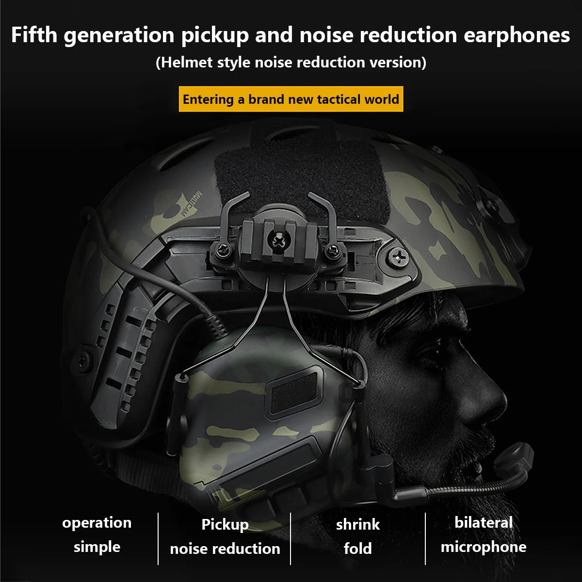 Tactical Headset Non-picking Noise-Cancelling Headset For Helmet Headset Baofeng Radio PTT Adapter Mobile Earphone