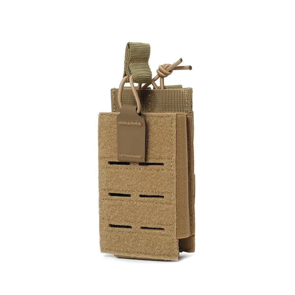 Tactical 5.56 Magazine Pouch for M4 M16 AR15 Molle Laser Cut Mag Holder Elastic Universal Walkie Talkie Pouch Radio Pack Bag