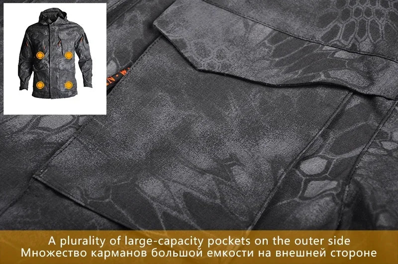 2025 Hunting Tactical Jacket Hooded Waterproof Wear-resistant Camping Jacket  Fleece Clothing Multicam Camouflage Windbreakers