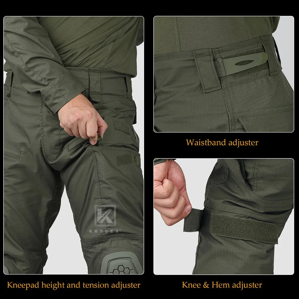 KRYDEX Gen4 Combat Uniform Suit Tactical Shirt & Pants Knee Pads Kit Hunting Men Clothing Camouflage Set Camo Ranger Green