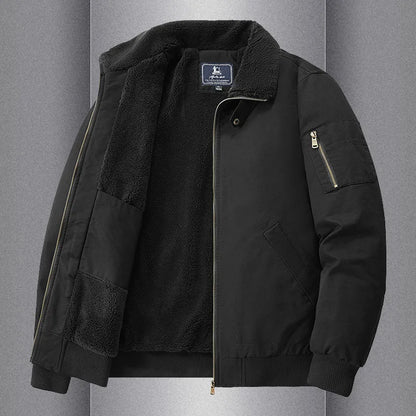 Autumn and Winter Moto Riding Jacket  Velvet Cotton Coat Thickened and Warm Loose Lapel Pure Cotton Work Jacket Casual Sherpa