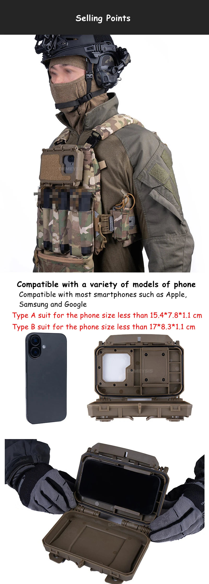 Tactical MOLLE Phone Storage Box Hunting Vests Plate Carrier Phone Holder Navigation Board Airsoft Shooting Admin Panel Board