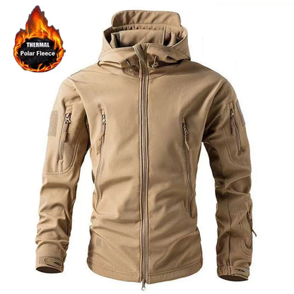 Men's Winter Military Cargo SharkSkin Fleece Jackets Tactical Pants Coat Hood Camping Fishing Trekking Hiking Hunting Trousers